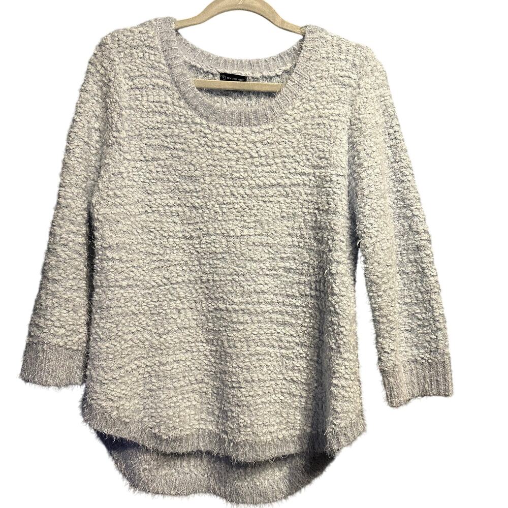 New Directions Size Large Baby Blue Eyelash Sweater Crew Neck